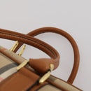 Burberrys Nova Check Boston Bag Canvas Beige Gold Auth 187178A-8