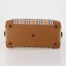 Burberrys Nova Check Boston Bag Canvas Beige Gold Auth 187178A-9