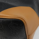SAINT LAURENT Hand Bag Leather Black Gold Auth 187181-12