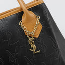 SAINT LAURENT Hand Bag Leather Black Gold Auth 187181-14