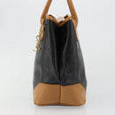 SAINT LAURENT Hand Bag Leather Black Gold Auth 187181-4