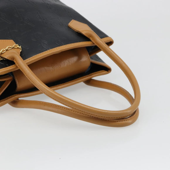 SAINT LAURENT Hand Bag Leather Black Gold Auth 187181