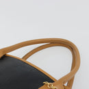 SAINT LAURENT Hand Bag Leather Black Gold Auth 187181-8