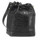 CELINE Purse Shoulder Bag Leather Black Gold Auth 187182-1