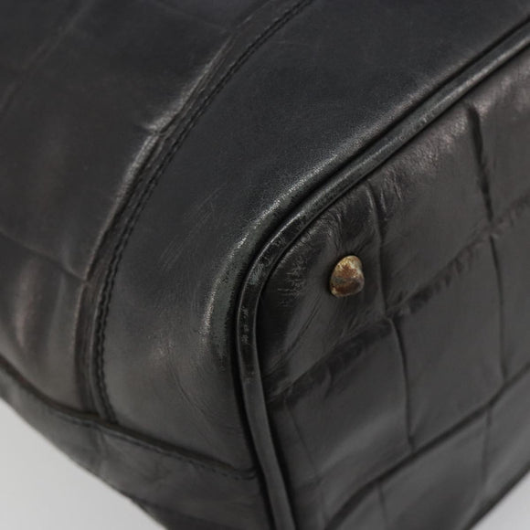 CELINE Purse Shoulder Bag Leather Black Gold Auth 187182