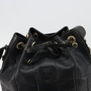 CELINE Purse Shoulder Bag Leather Black Gold Auth 187182-10