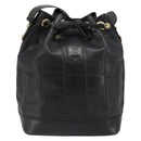 CELINE Purse Shoulder Bag Leather Black Gold Auth 187182-13