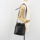 CELINE Purse Shoulder Bag Leather Black Gold Auth 187182-24