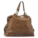CELINE Hand Bag Leather Brown Silver Auth 187184A-1