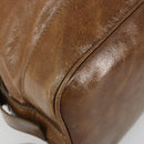 CELINE Hand Bag Leather Brown Silver Auth 187184A-11