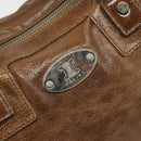 CELINE Hand Bag Leather Brown Silver Auth 187184A-15