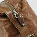CELINE Hand Bag Leather Brown Silver Auth 187184A-16