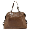 CELINE Hand Bag Leather Brown Silver Auth 187184A-3