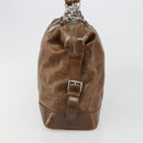 CELINE Hand Bag Leather Brown Silver Auth 187184A-4