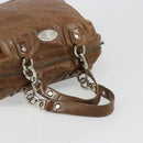 CELINE Hand Bag Leather Brown Silver Auth 187184A-7