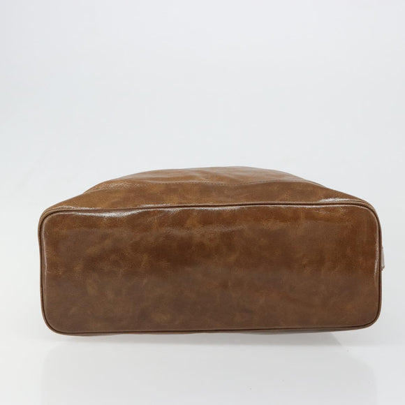 CELINE Hand Bag Leather Brown Silver Auth 187184A