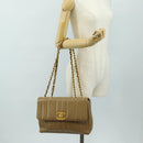 CHANEL Mademoiselle Chain Shoulder Bag Caviar Skin Brown Gold CC Auth 187186SAV-28