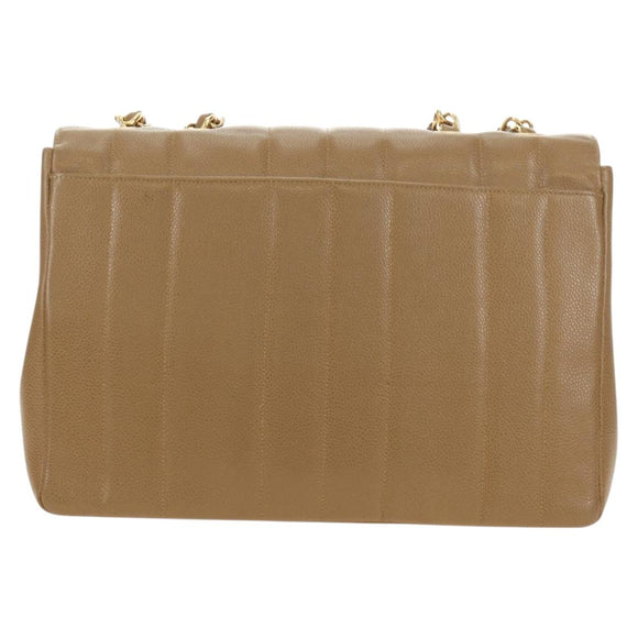 CHANEL Mademoiselle Chain Shoulder Bag Caviar Skin Brown Gold CC Auth 187186SAV