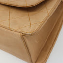 CHANEL Matelasse Shoulder Bag Lamb Skin Beige Gold CC Auth 187187-10
