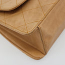 CHANEL Matelasse Shoulder Bag Lamb Skin Beige Gold CC Auth 187187-11