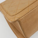 CHANEL Matelasse Shoulder Bag Lamb Skin Beige Gold CC Auth 187187-13
