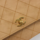 CHANEL Matelasse Shoulder Bag Lamb Skin Beige Gold CC Auth 187187-15