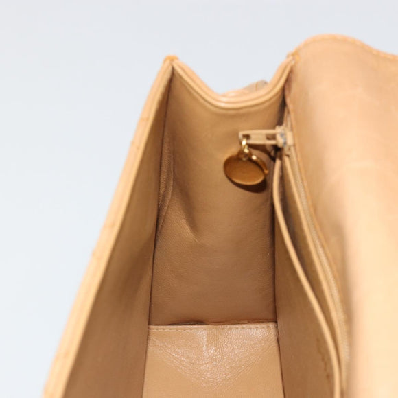 CHANEL Matelasse Shoulder Bag Lamb Skin Beige Gold CC Auth 187187