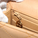 CHANEL Matelasse Shoulder Bag Lamb Skin Beige Gold CC Auth 187187-22
