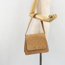 CHANEL Matelasse Shoulder Bag Lamb Skin Beige Gold CC Auth 187187-26