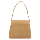 CHANEL Matelasse Shoulder Bag Lamb Skin Beige Gold CC Auth 187187-3