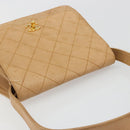 CHANEL Matelasse Shoulder Bag Lamb Skin Beige Gold CC Auth 187187-6
