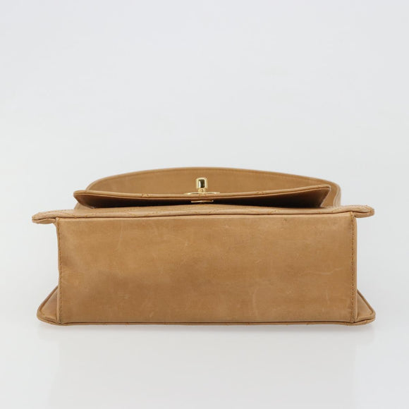CHANEL Matelasse Shoulder Bag Lamb Skin Beige Gold CC Auth 187187