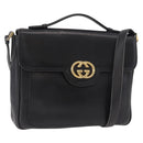 GUCCI Shoulder Bag Leather 2way Black Gold Auth 187188-1