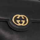 GUCCI Shoulder Bag Leather 2way Black Gold Auth 187188-19