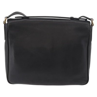 GUCCI Shoulder Bag Leather 2way Black Gold Auth 187188 - 0