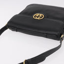 GUCCI Shoulder Bag Leather 2way Black Gold Auth 187188-6