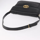 GUCCI Shoulder Bag Leather 2way Black Gold Auth 187188-8