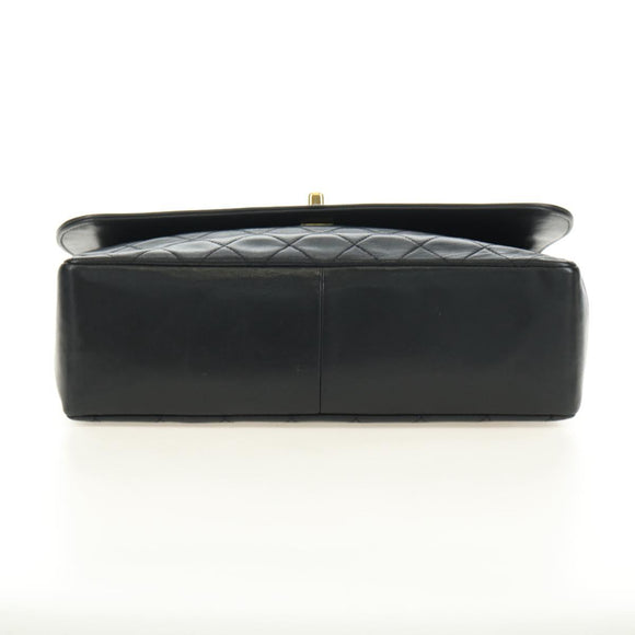 CHANEL Chain Matelasse Shoulder Bag Lamb Skin Black Gold CC Auth 187189SAV