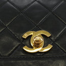 CHANEL Chain Matelasse Shoulder Bag Lamb Skin Black Gold CC Auth 187189SAV-19