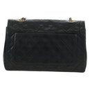 CHANEL Chain Matelasse Shoulder Bag Lamb Skin Black Gold CC Auth 187189SAV-2
