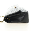 CHANEL Chain Matelasse Shoulder Bag Lamb Skin Black Gold CC Auth 187189SAV-3
