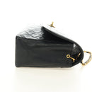 CHANEL Chain Matelasse Shoulder Bag Lamb Skin Black Gold CC Auth 187189SAV-4