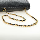 CHANEL Chain Matelasse Shoulder Bag Lamb Skin Black Gold CC Auth 187189SAV-7
