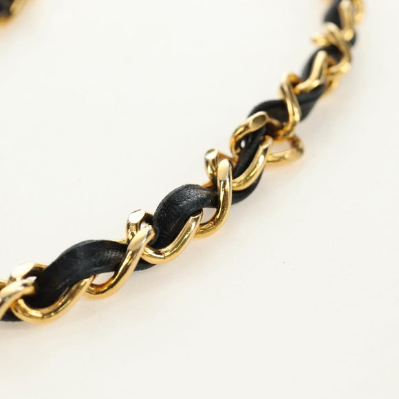 CHANEL Chain Matelasse Shoulder Bag Lamb Skin Black Gold CC Auth 187189SAV