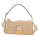 FENDI Mamma Baguette Shoulder Bag Mouton Beige Gold Auth 187191SAV-2