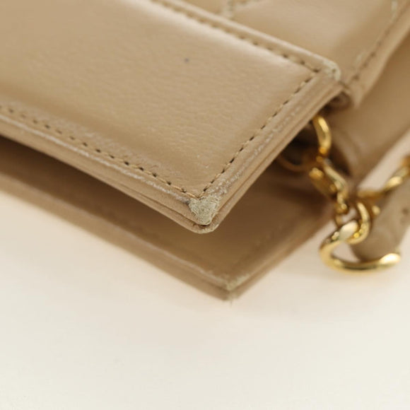 CHANEL Matelasse Chain Shoulder Bag Lamb Skin Beige Gold CC Auth 187192SAV