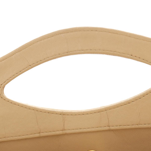 CHANEL Matelasse Chain Shoulder Bag Lamb Skin Beige Gold CC Auth 187192SAV