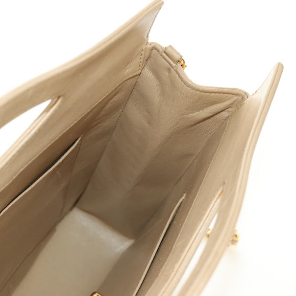 CHANEL Matelasse Chain Shoulder Bag Lamb Skin Beige Gold CC Auth 187192SAV