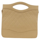 CHANEL Matelasse Chain Shoulder Bag Lamb Skin Beige Gold CC Auth 187192SAV-3