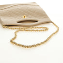 CHANEL Matelasse Chain Shoulder Bag Lamb Skin Beige Gold CC Auth 187192SAV-9